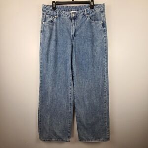 Blue Asphalt Womens Y2K Wide Leg High Rise Relaxed Jeans Blue Size L Streetwear